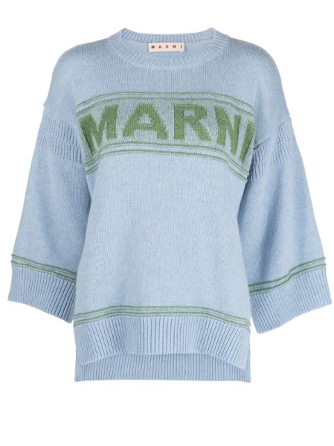 Marni intarsia-logo virgin-wool sweater Women