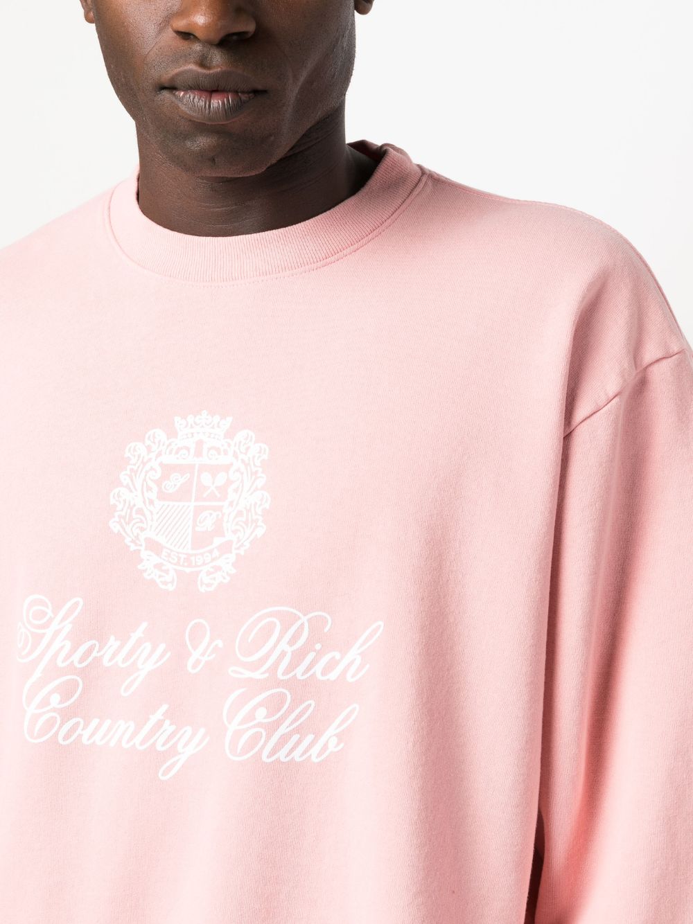 Shop Sporty And Rich Logo-print Cotton Sweatshirt In Rosa
