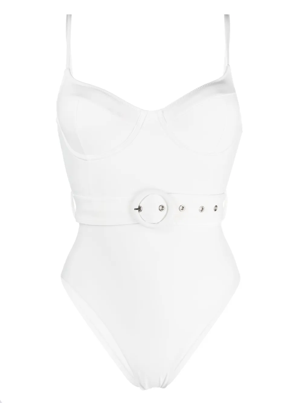 Simkhai Noa Belted Bustier One-piece Swimsuit In White