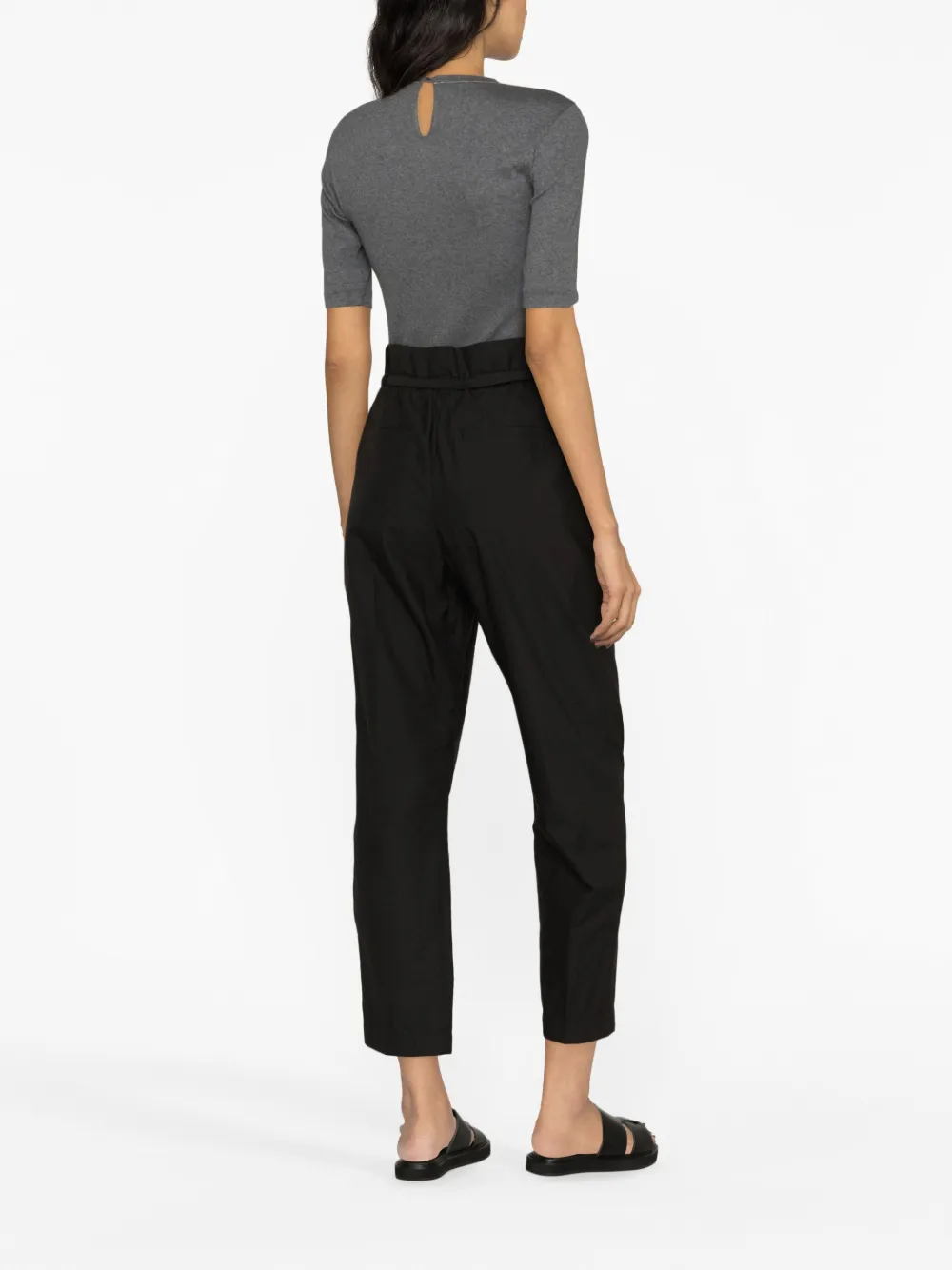 Brunello Cucinelli Monili-trim Stretch-cotton T-shirt In Grey