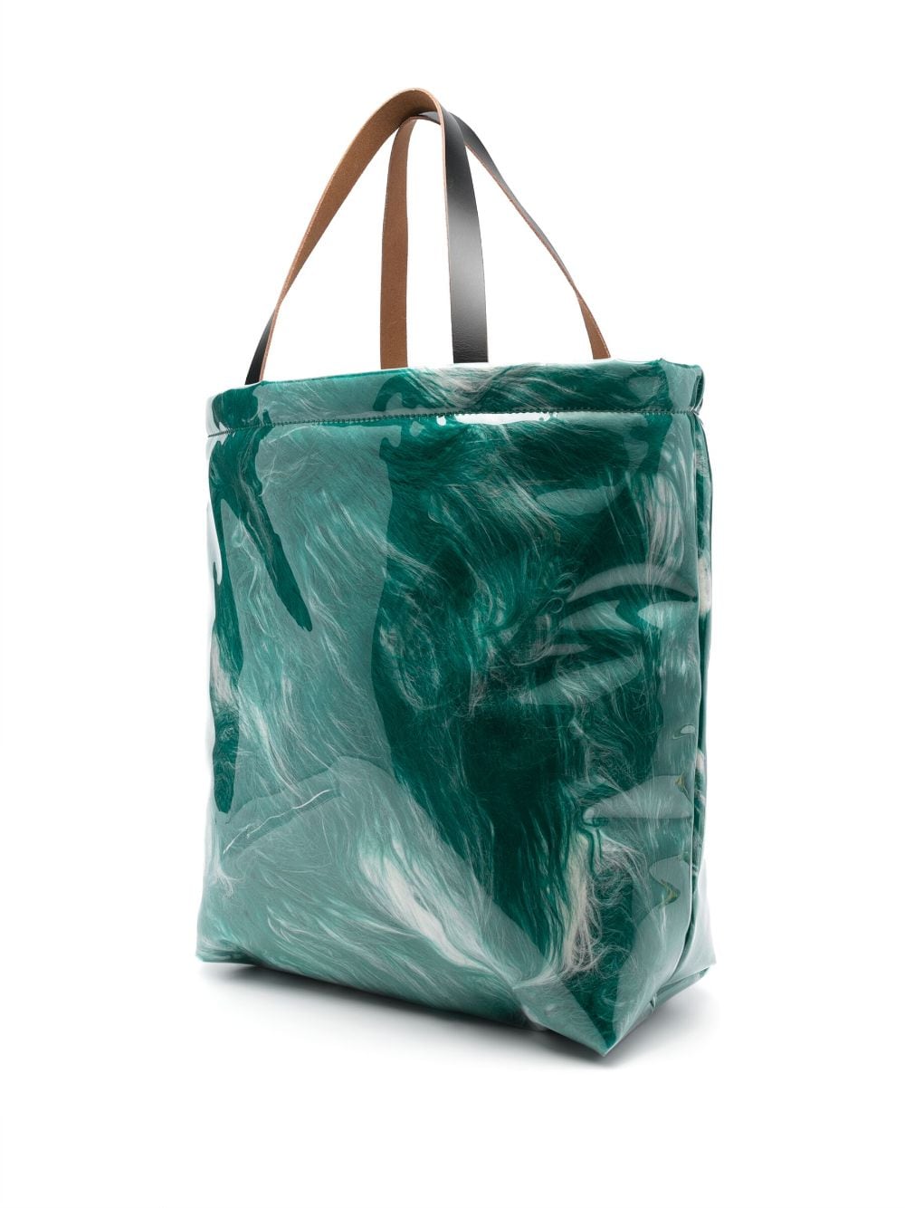 Shop Marni Covered-shearling Tote Bag In Green