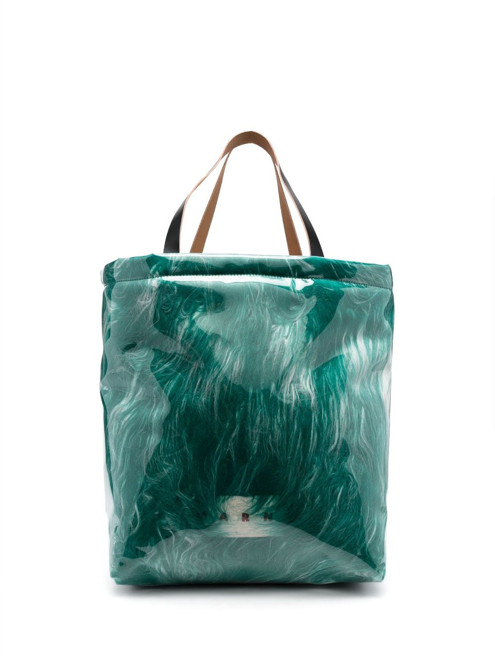 Marni Covered-shearling Tote Bag In Green