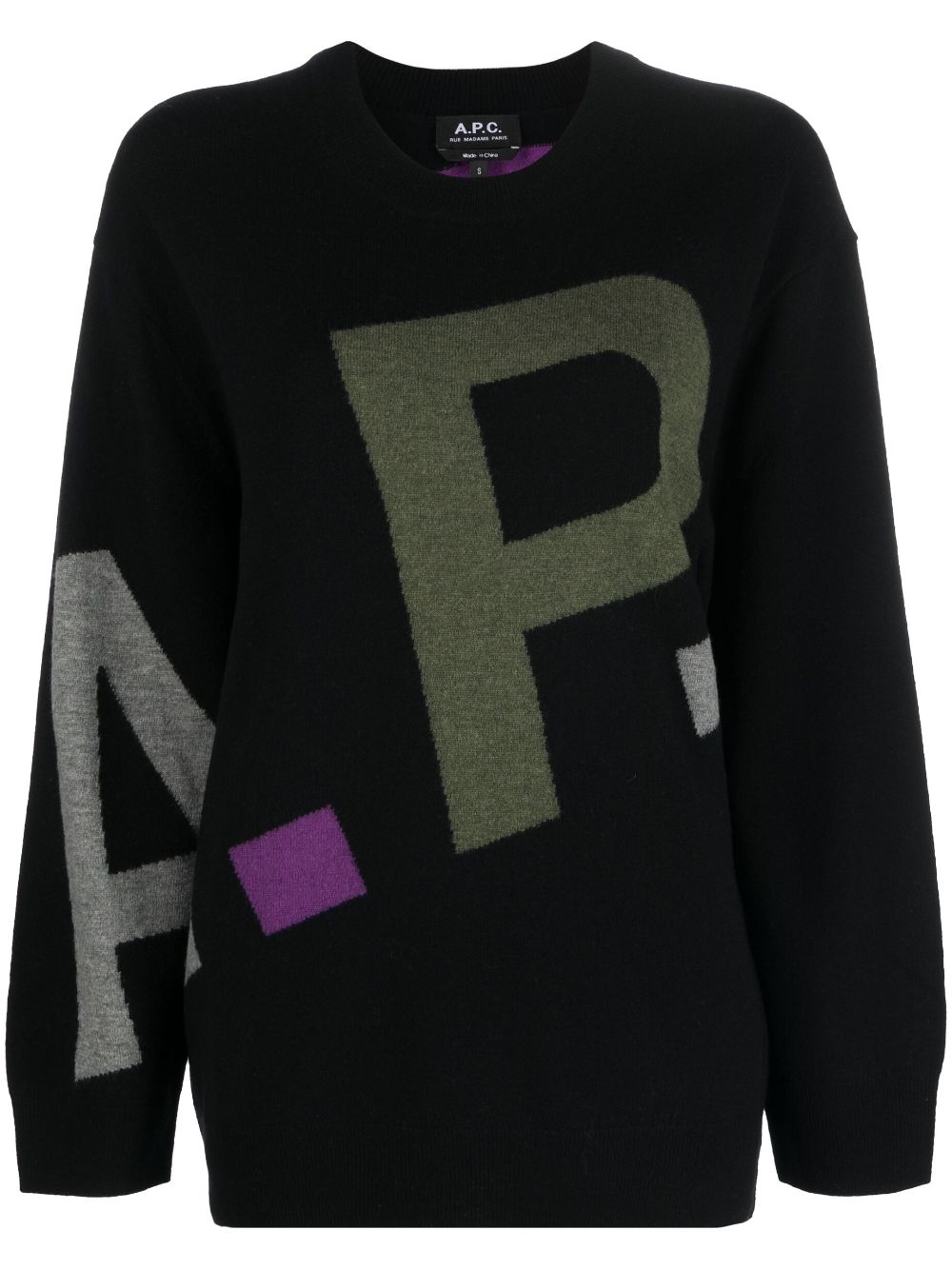 Shop Apc Logo-print Wool Jumper In Black