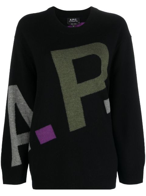 A.P.C. logo-print wool jumper Women