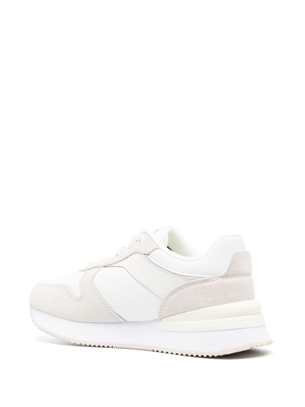 Shop Tommy Hilfiger Panelled Suede Sneakers In White