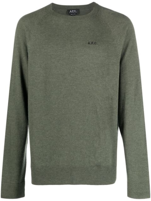 A.P.C. logo-embroidered virgin wool jumper Men