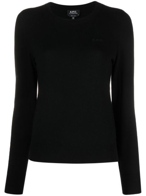 A.P.C. logo-embroidered virgin-wool jumper