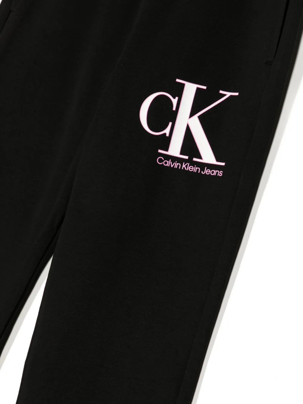 Calvin Klein Logo-print Cotton Track Pants In Black
