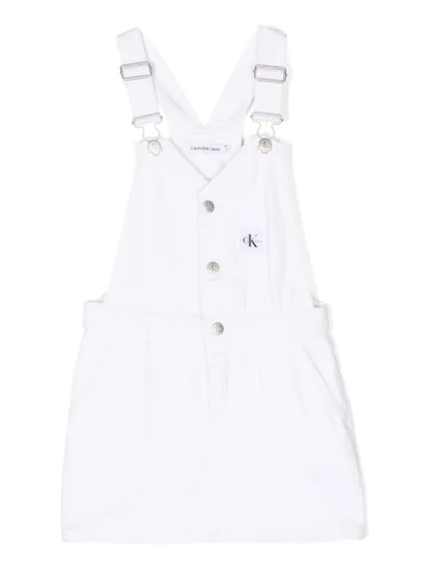 Calvin Klein Kids logo-patch dungaree dress
