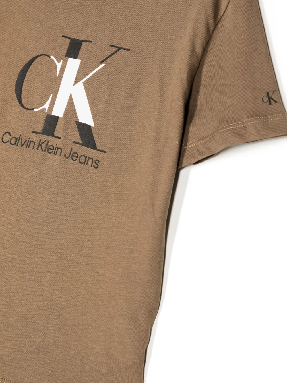 Shop Calvin Klein Logo-print Cotton T-shirt In Brown