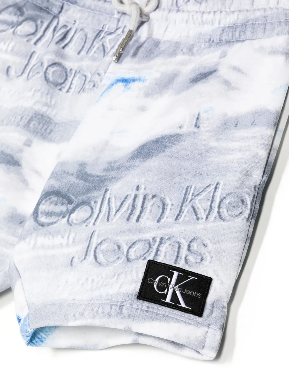 Shop Calvin Klein Graphic-print Logo-patch Shorts In Grey