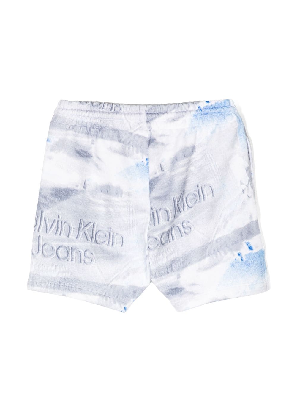 Calvin Klein Kids graphic-print logo-patch shorts - Grijs