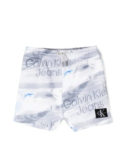 Calvin Klein Kids graphic-print logo-patch shorts