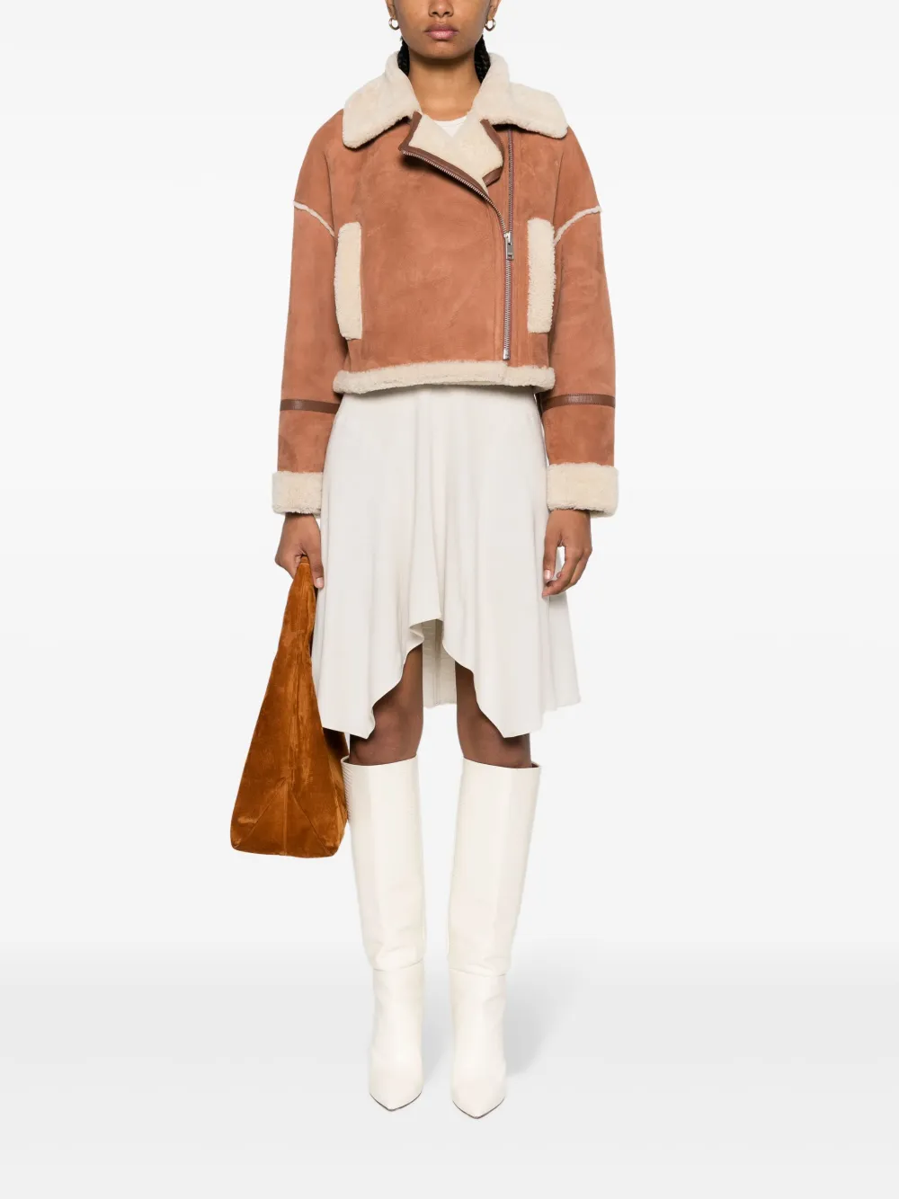 Arma Turin cropped shearling jacket - Oranje