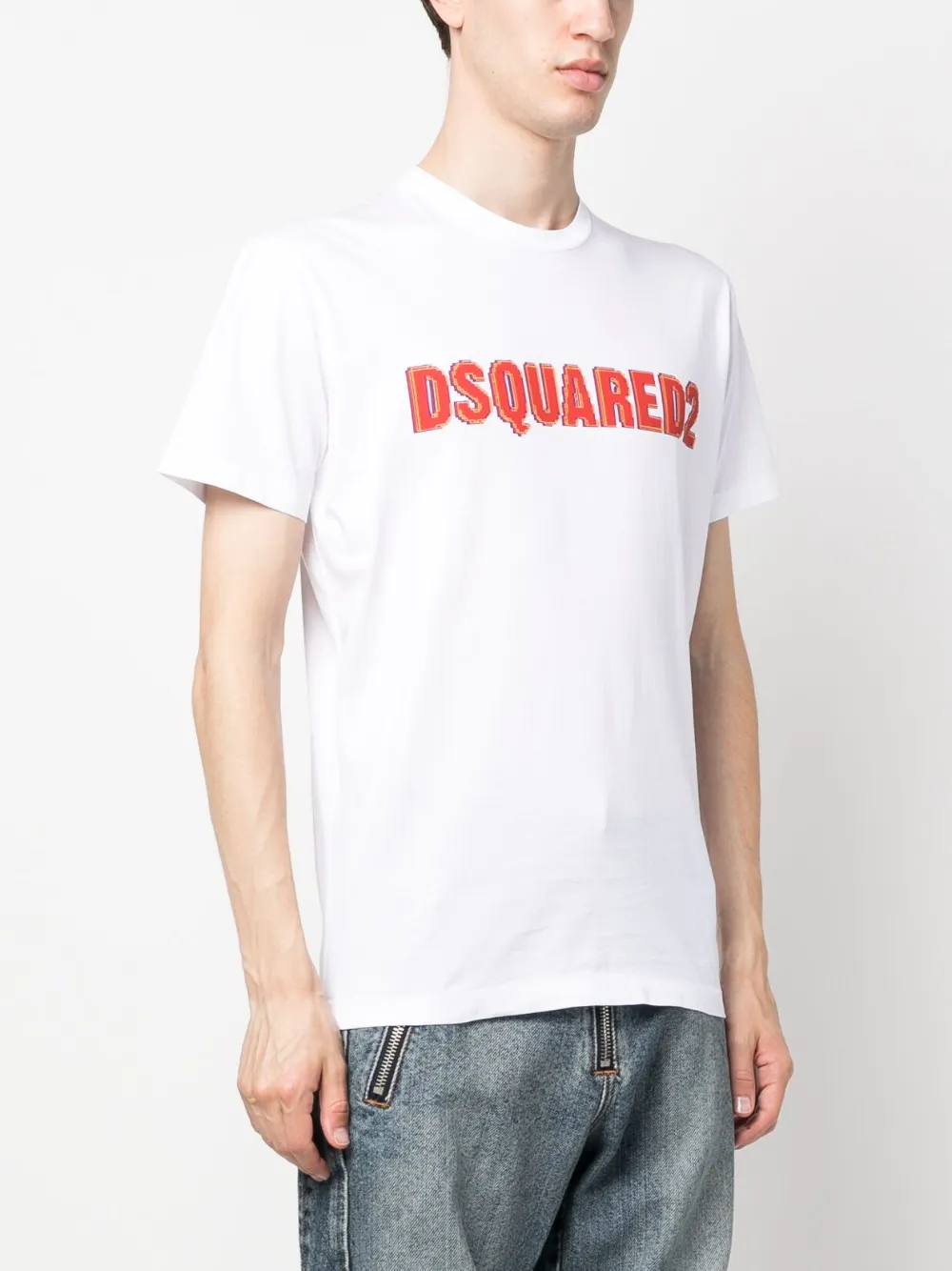 Dsquared2 Loose-fit White Cotton T-shirt With Logo Print In White