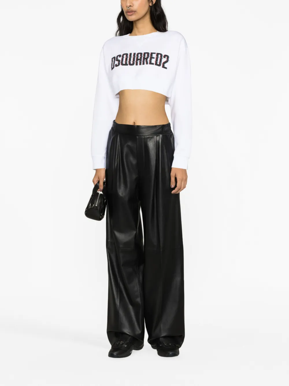 Dsquared2 logo-print cropped sweatshirt - Wit