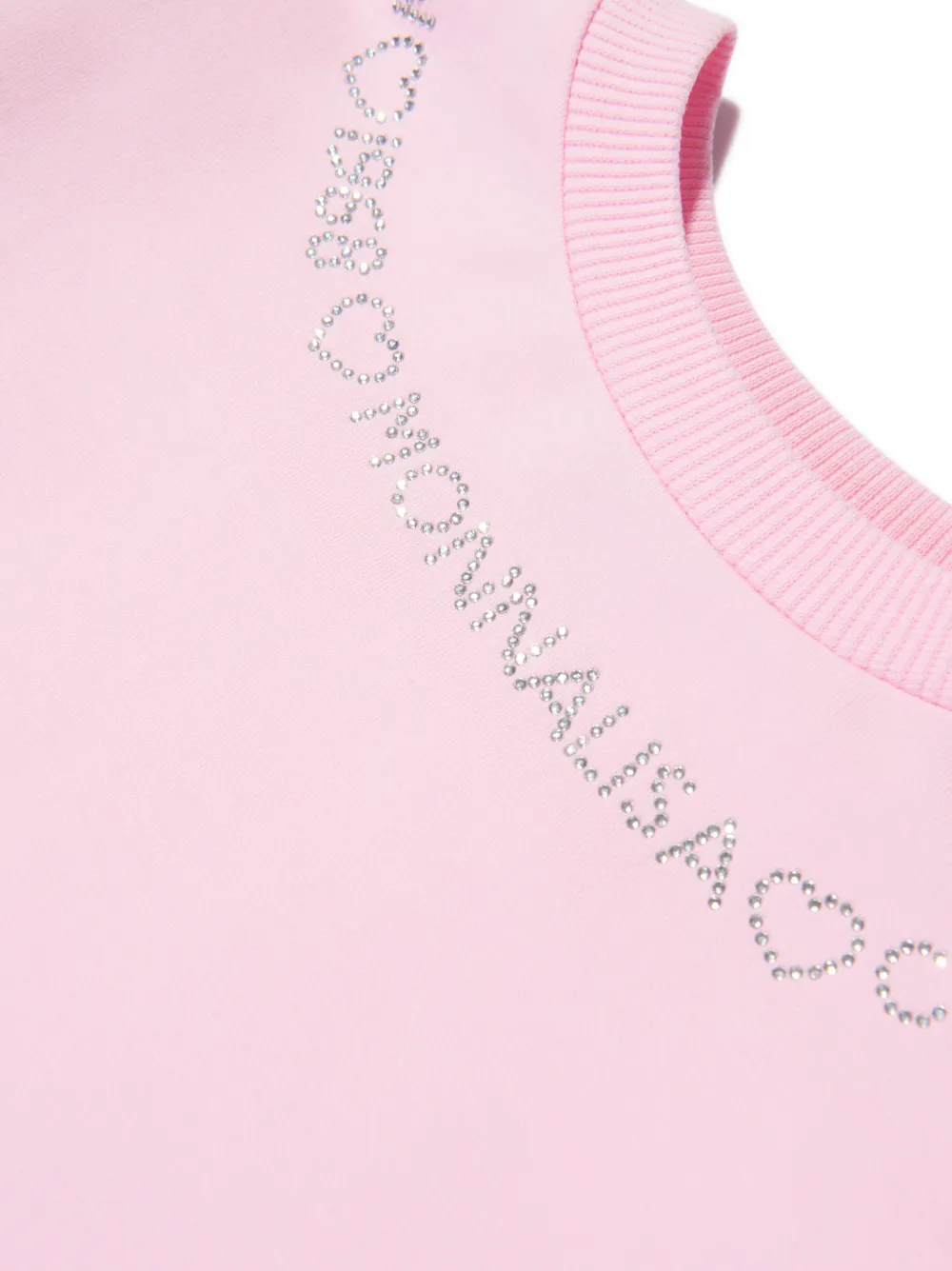 Monnalisa Crystal-embellished Logo-print Sweatshirt In Pink