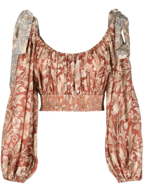ZIMMERMANN Chintz floral-print silk crop top
