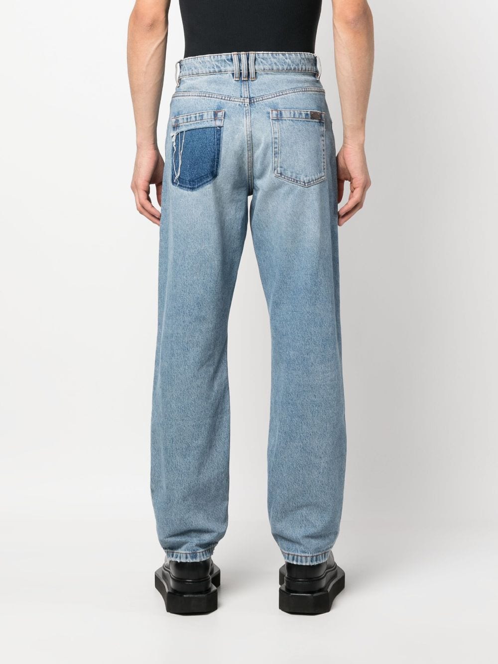 Shop Balmain Hybrid Panelled Straight-leg Jeans In Blue