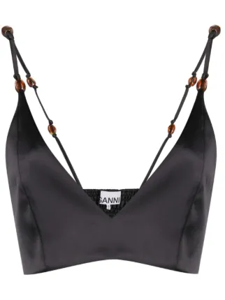 Black satin bralette top sales