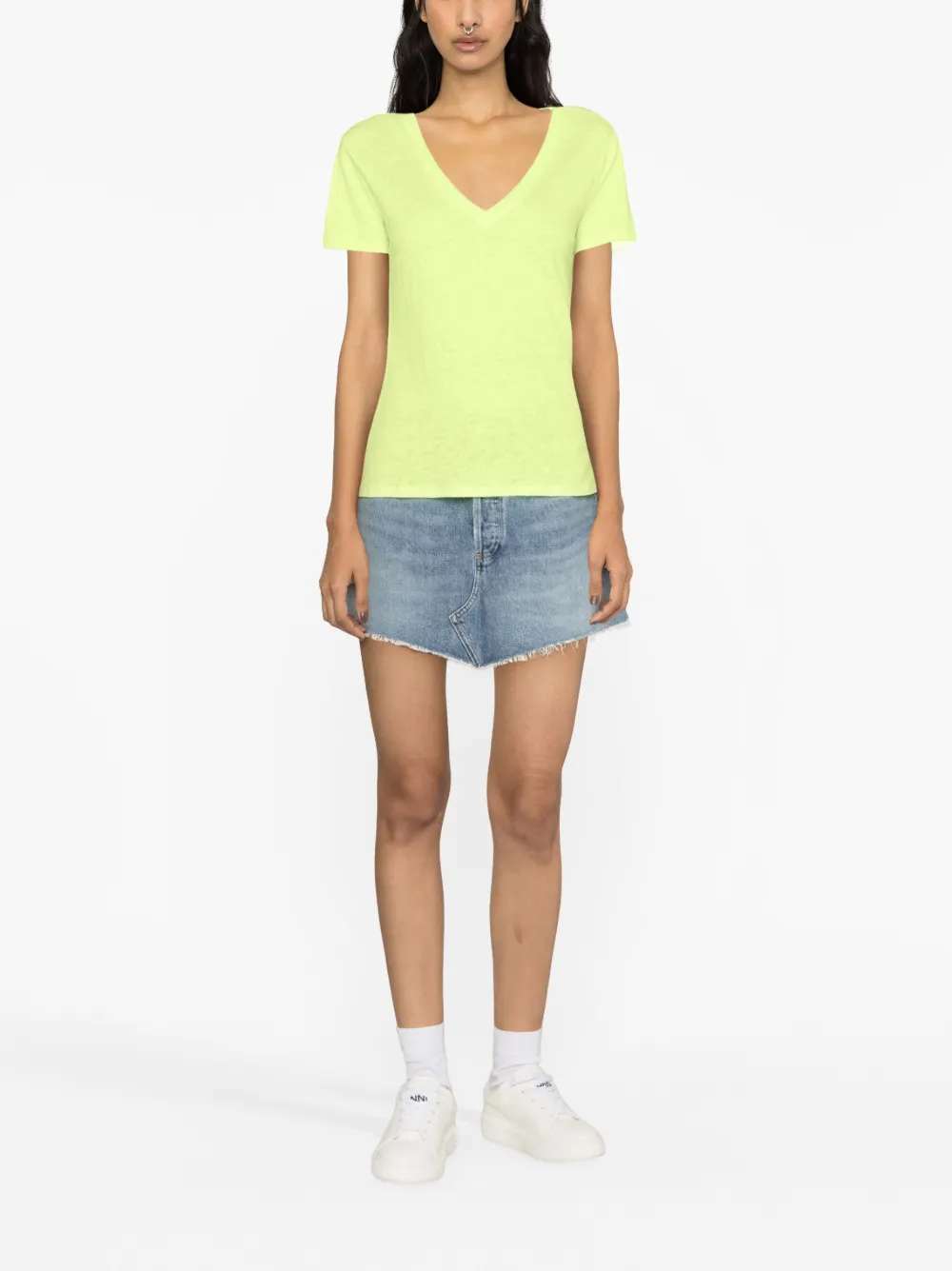 MC2 Saint Barth V-neck linen T-shirt - Geel
