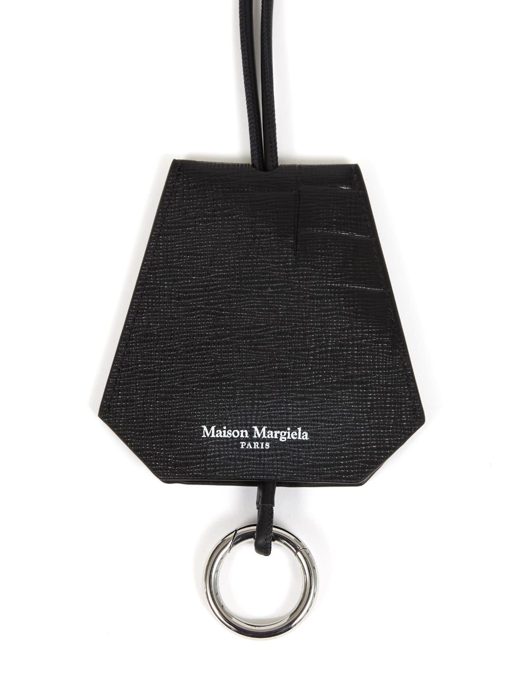Shop Maison Margiela Logo-stamp Leather Keyring In Black