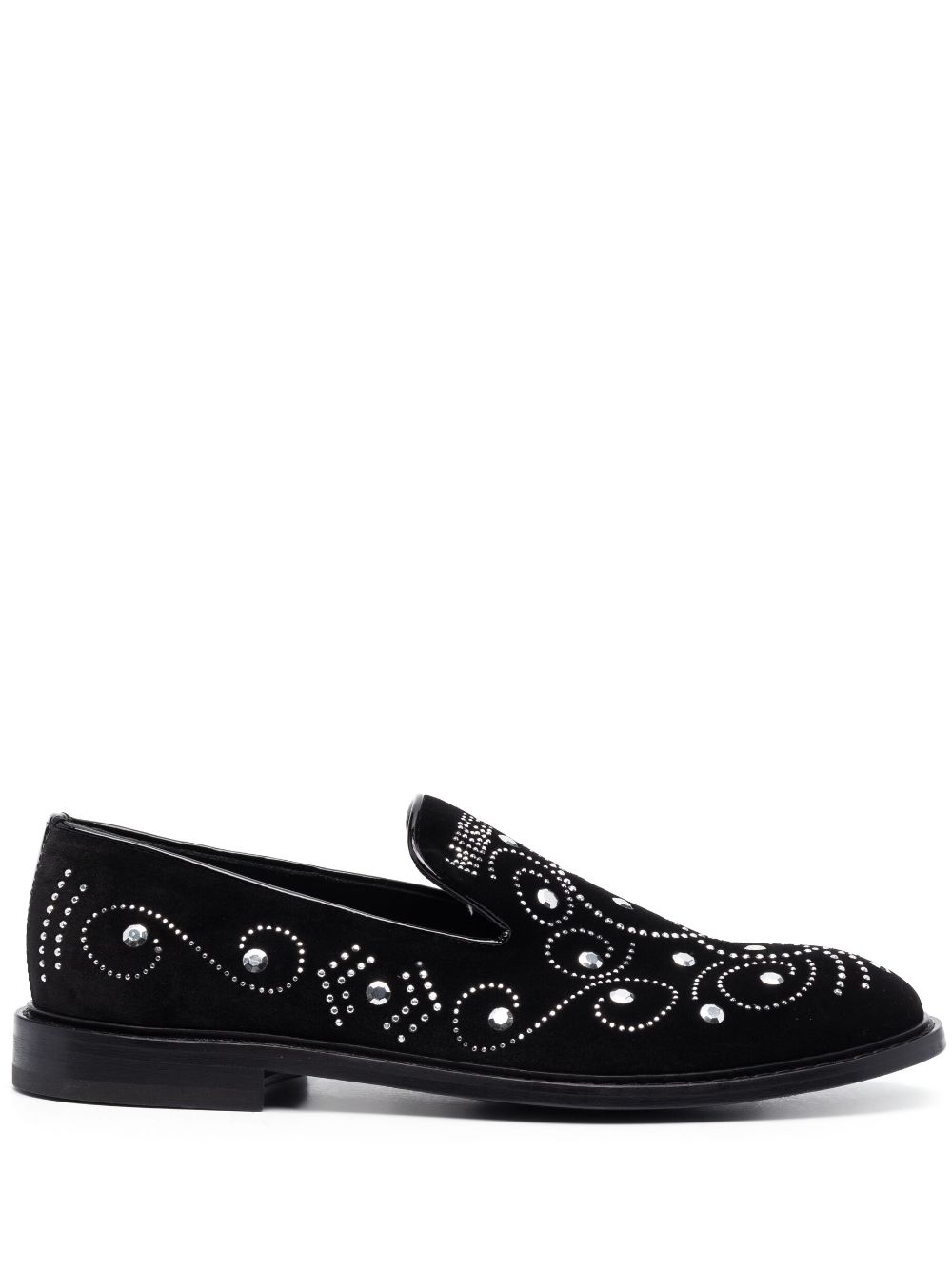 Moschino Logo-embellished Round-toe Loafers In Black