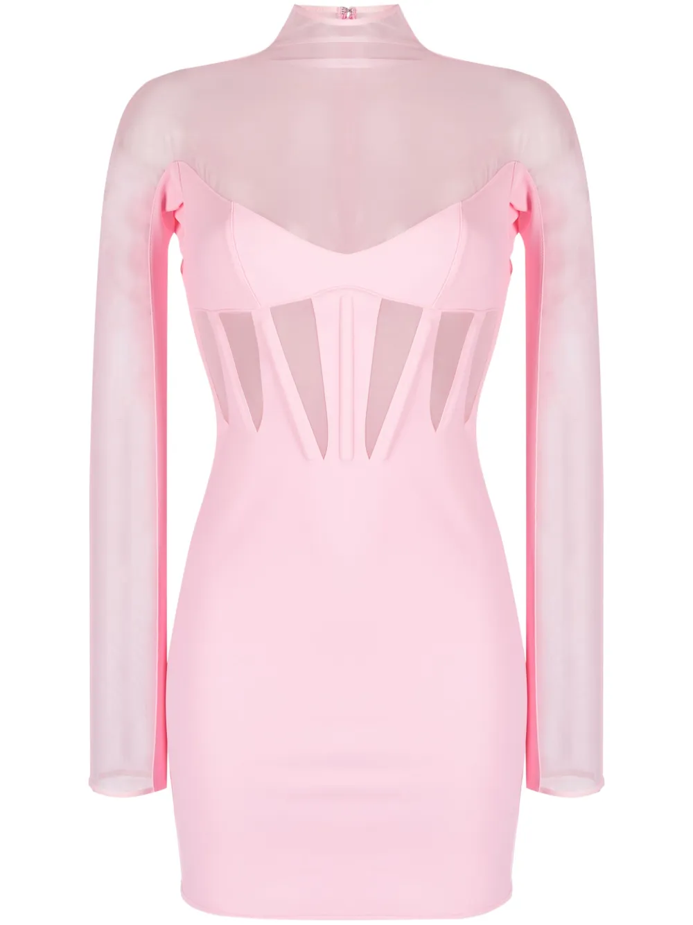 Mugler Sheer-panelled Corset Minidress In Pink