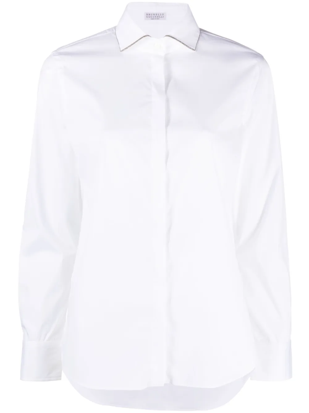Brunello Cucinelli Monili-trim Concealed-fastening Shirt In White