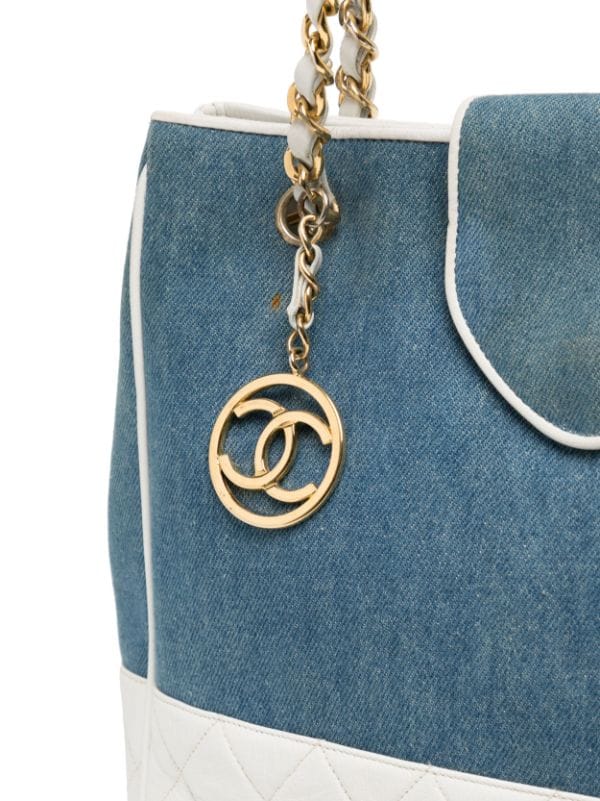 CHANEL Pre-Owned CC diamond-quilted Denim Tote Bag - Farfetch