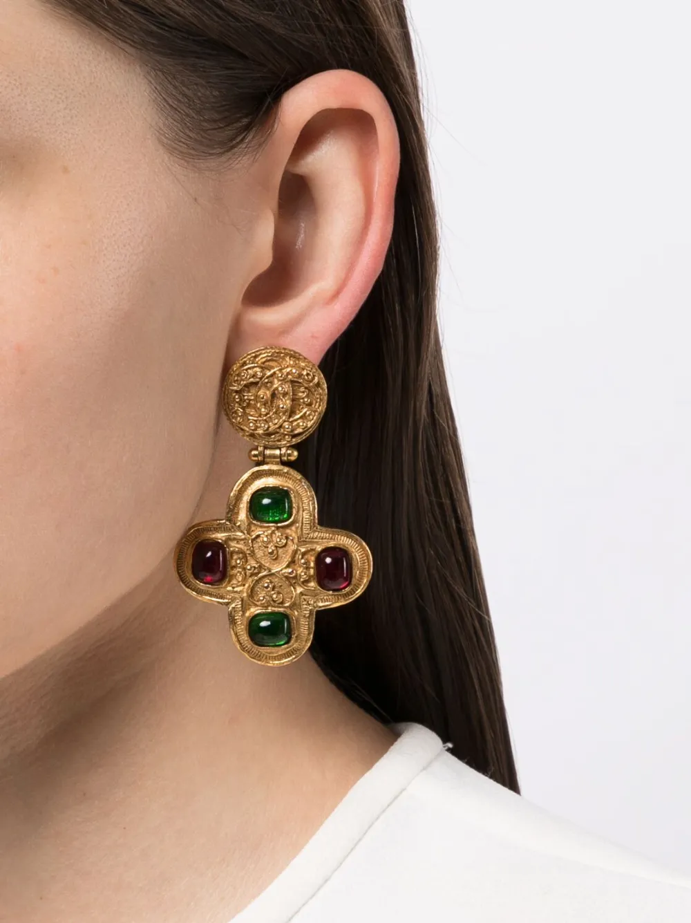 CHANEL Pre-Owned Oorclips met kralen - Goud
