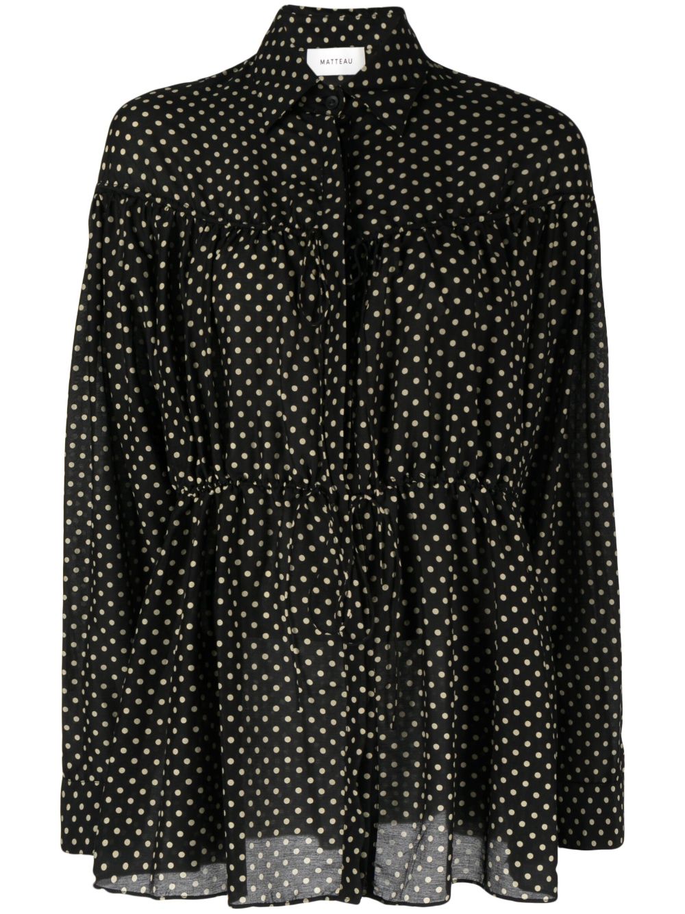 Matteau Polka-dot Print Ruffled Shirt In Schwarz