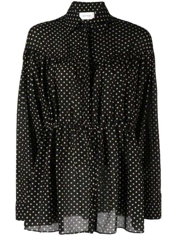 RUFFLED POLKA DOT SHIRT