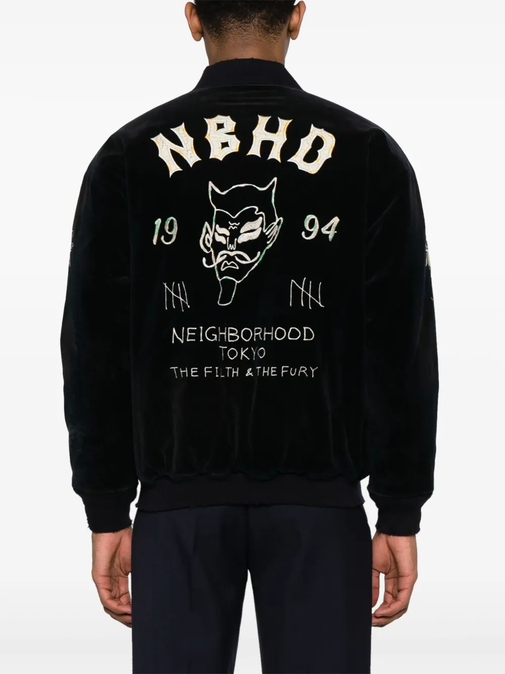 Shop Neighborhood Savage Velvet Bomber Jacket In 蓝色