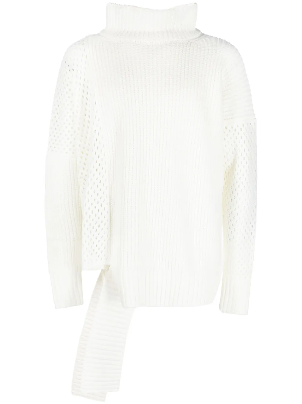 Sulvam Asymmetric-hem Ribbed Knit Jumper In Neutrals