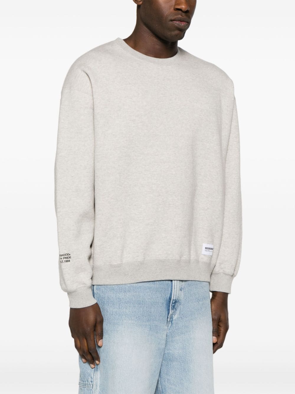 Shop Neighborhood Drop-shoulder Cotton Sweatshirt In Grey