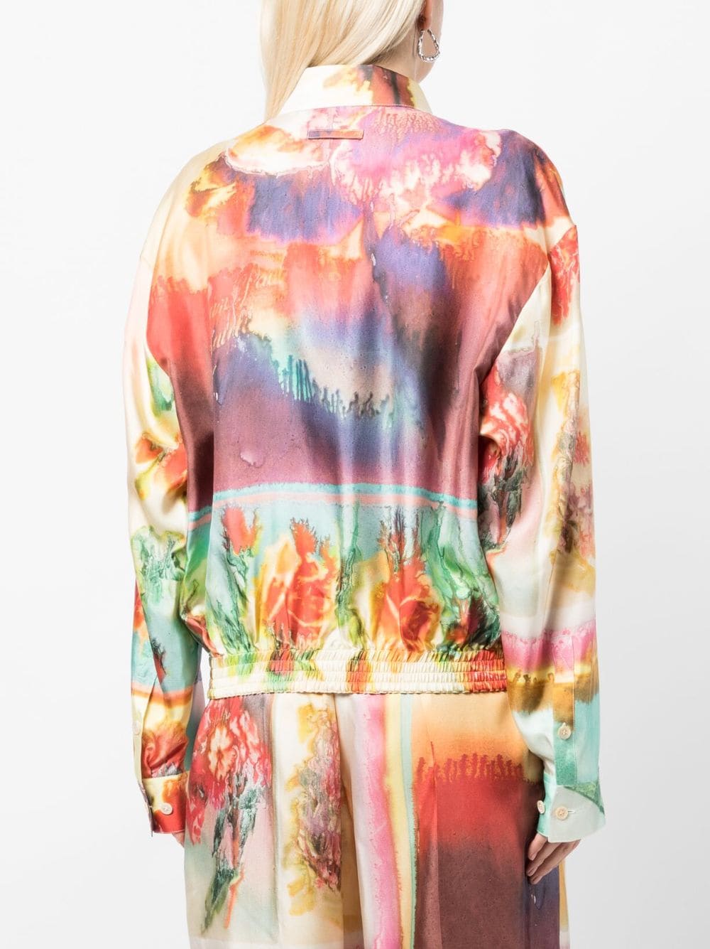 Shop Jean Paul Gaultier Abstract-print Silk Shirt In Neutrals