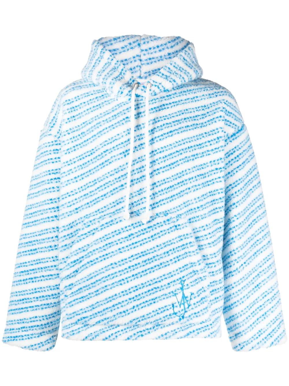 Jw Anderson Oversized Striped Fleece Hoodie In Blue