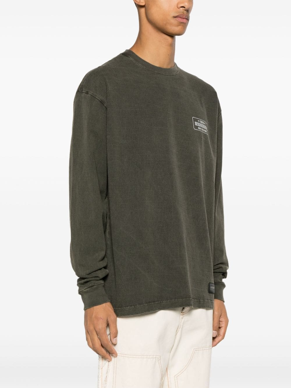 Shop Neighborhood Printed Faded-effect Cotton Sweatshirt In Green