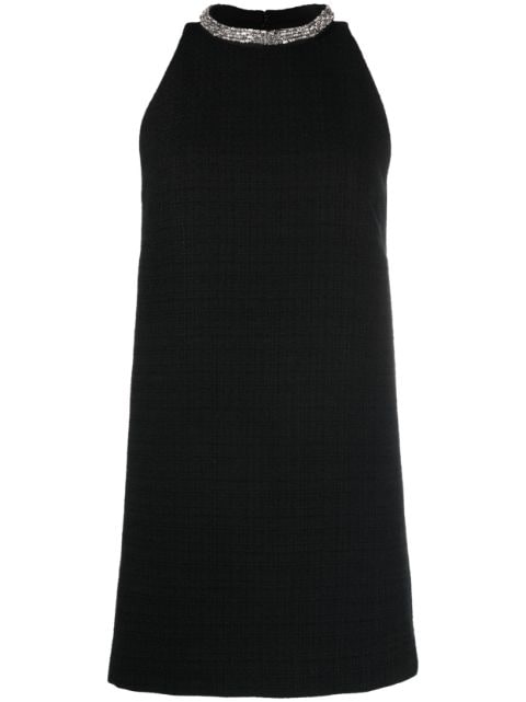 SANDRO crystal-embellished sleeveless tweed minidress