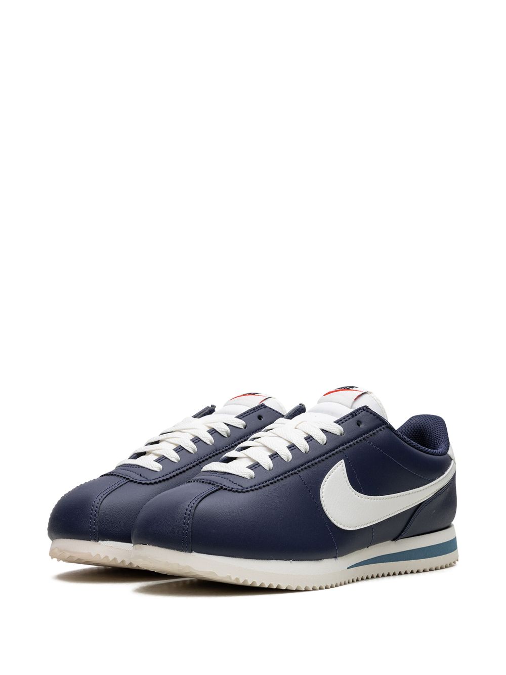 Shop Nike Cortez Leather Sneakers In Blue