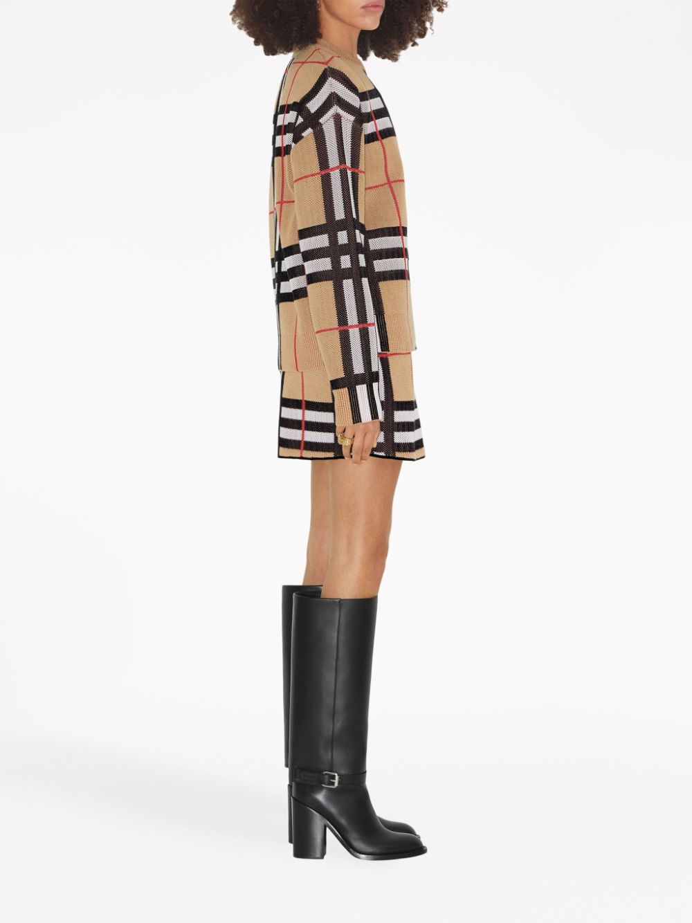 Shop Burberry Vintage Check Round-neck Jumper In Nude