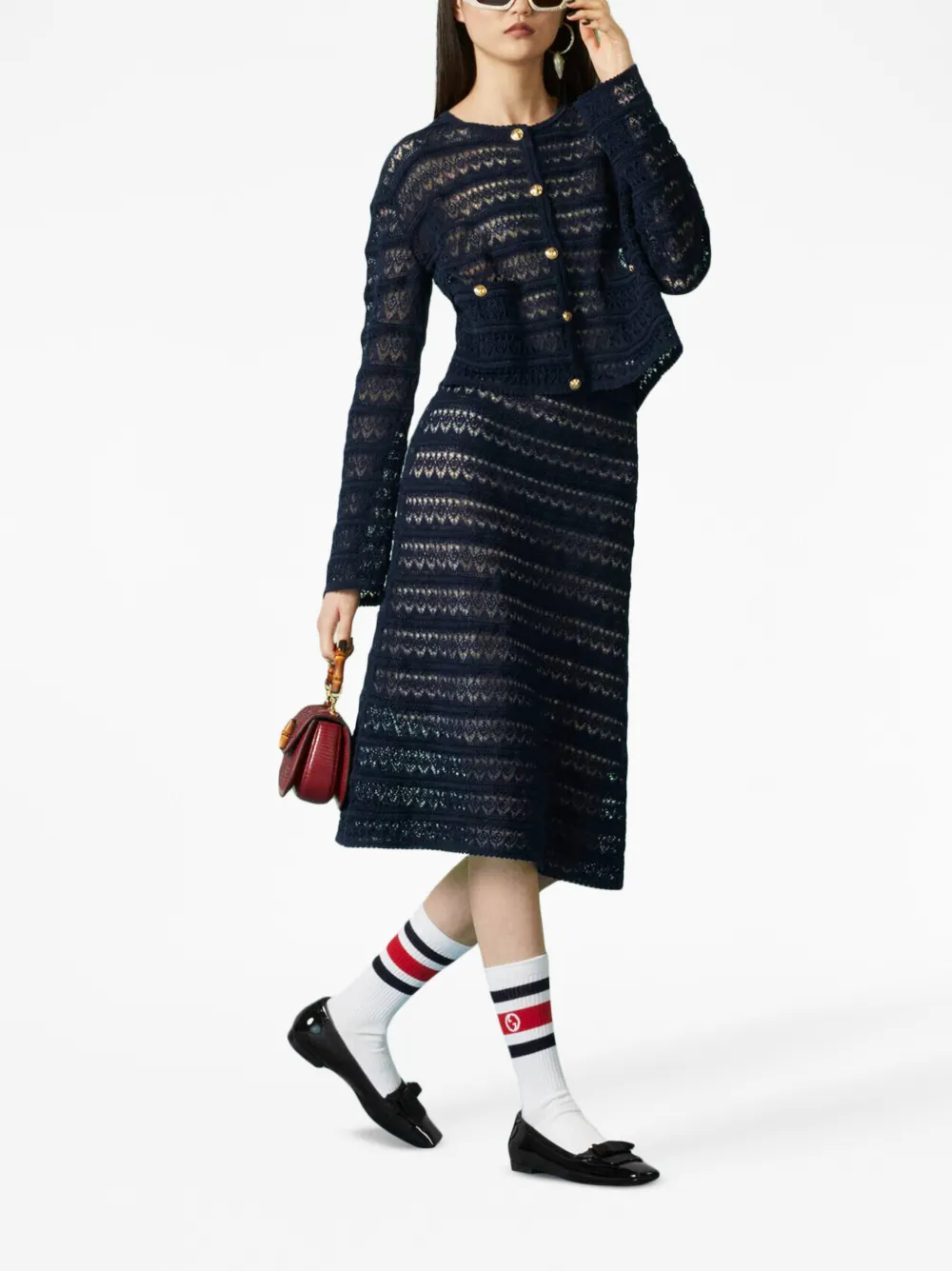 Gucci Vest met kanten kraag - Blauw