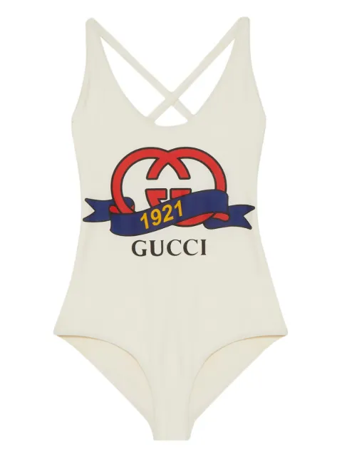 Gucci logo-print V-neck one-piece