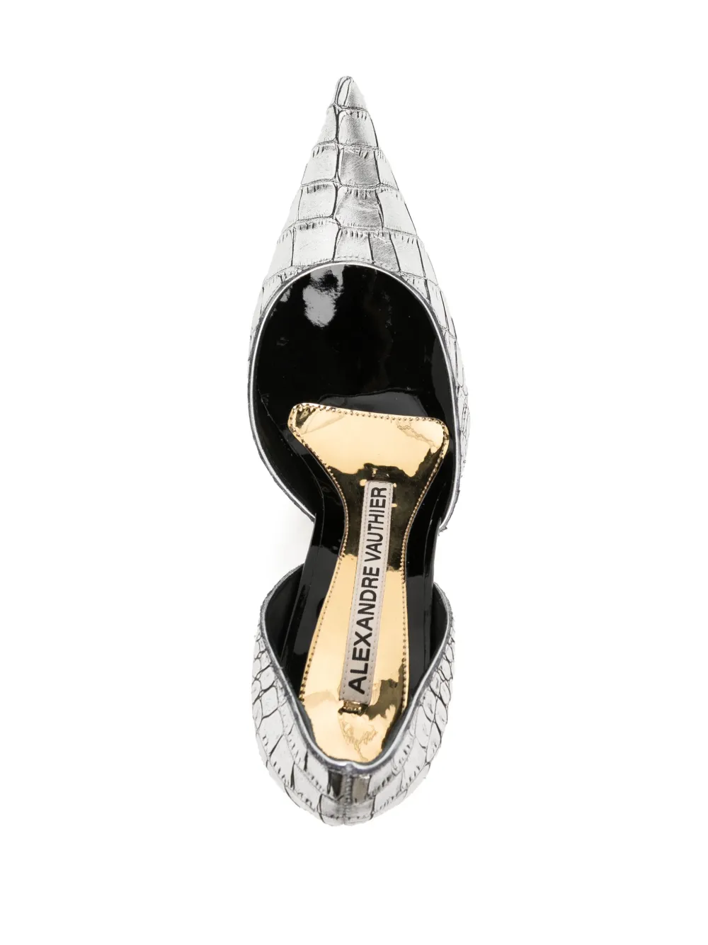 Alexandre Vauthier 90mm Crocodile-effect Leather Pumps In Silver