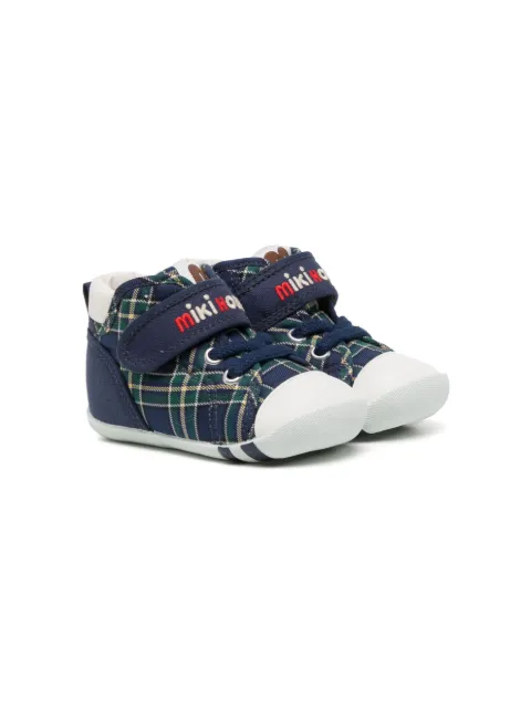 Miki House check-print touch-strap sneakers