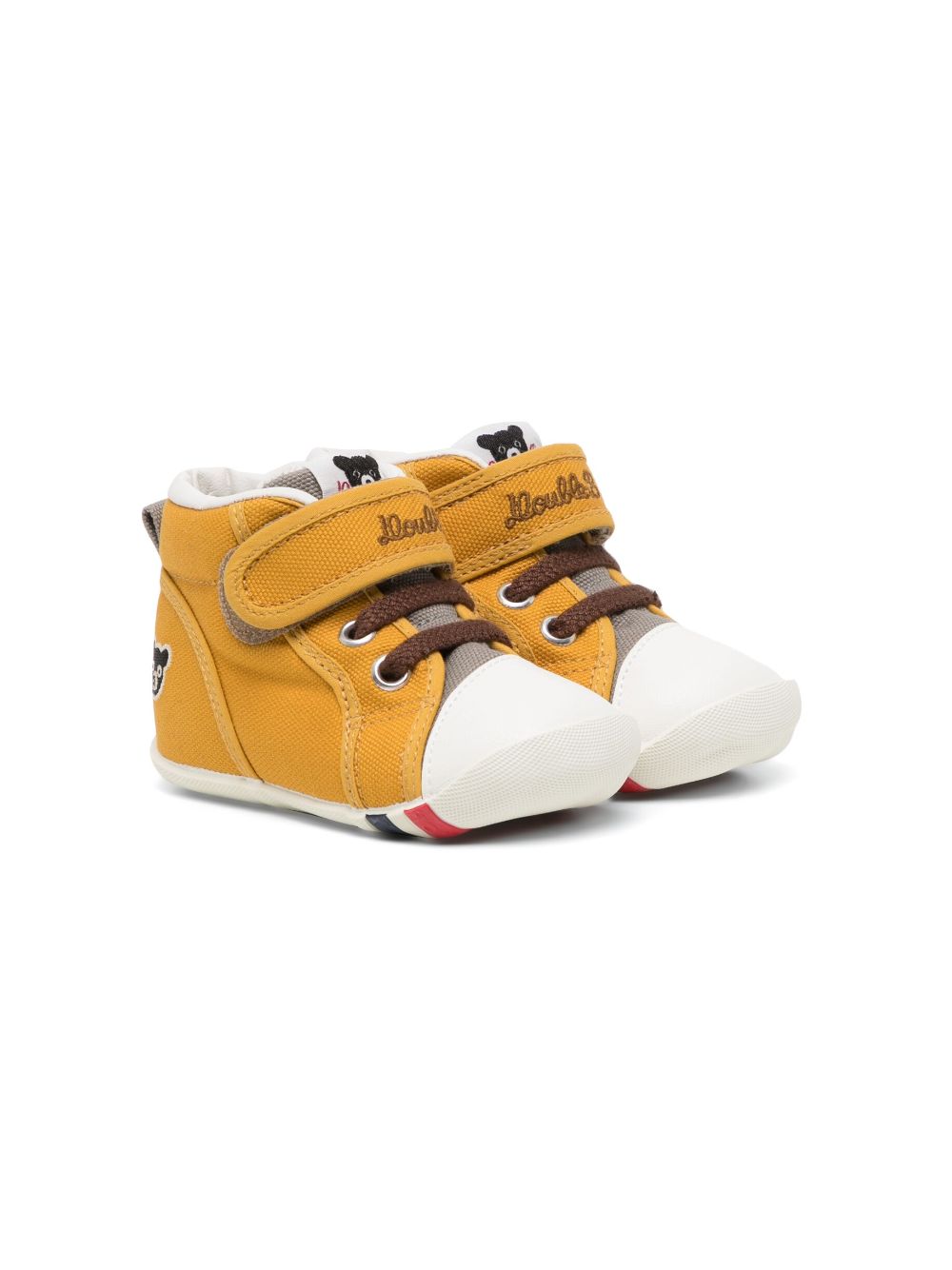 Miki House embroidered-logo touch-strap sneakers - Yellow