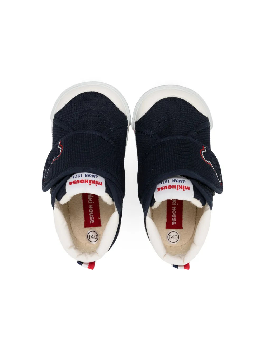  Miki House Bear-motif Touch-strap Sneakers - Blue 