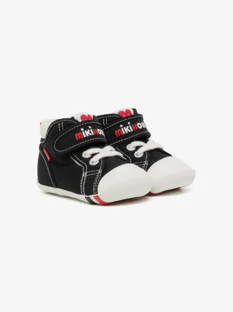 Miki House logo-embroidered touch-strap sneakers