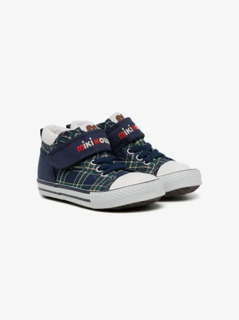 Miki House check-print touch-strap sneakers